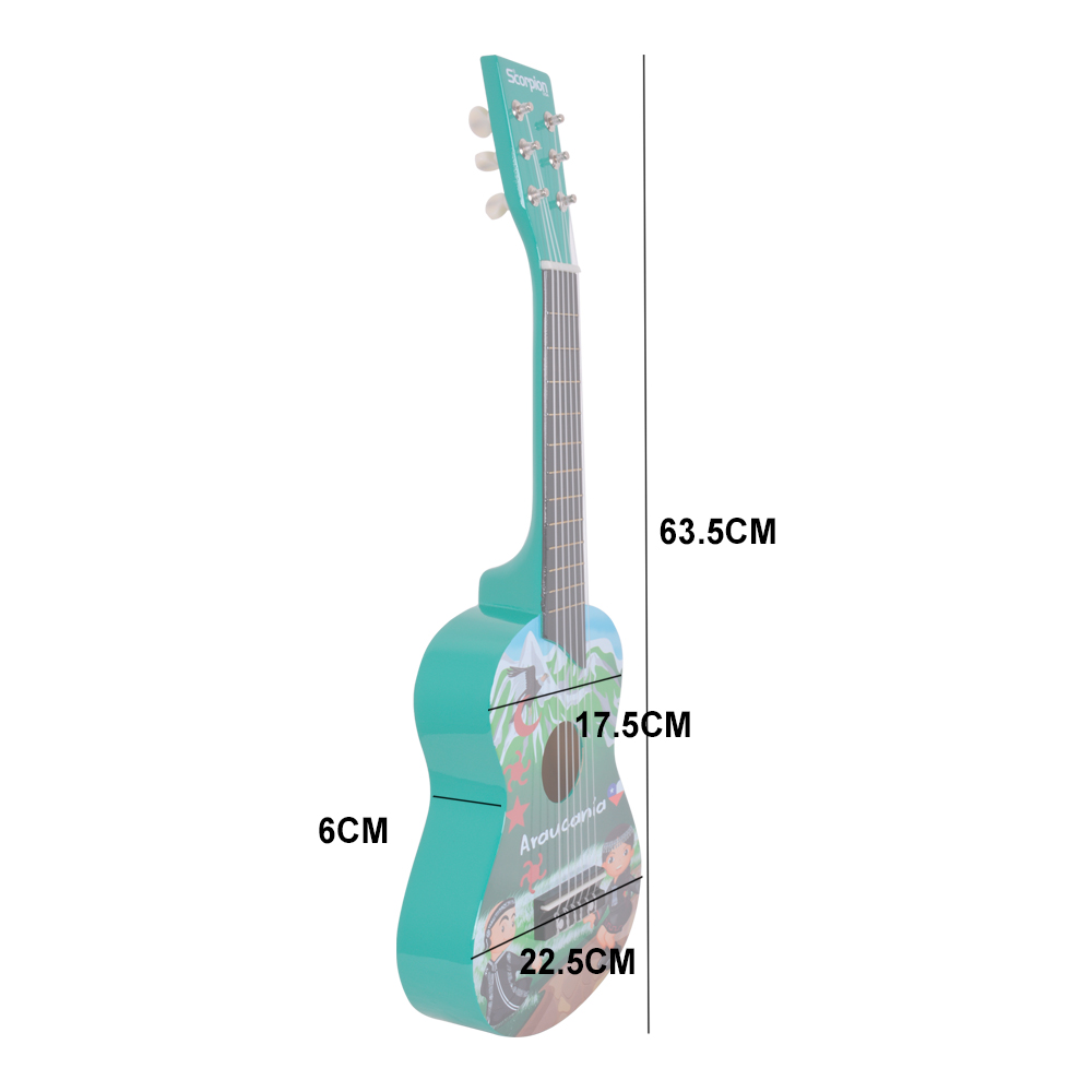 GUITARRA NIÑO 25 PULGADAS MOD.ARAUCANIA COLOR VERDE SCORPION - 4