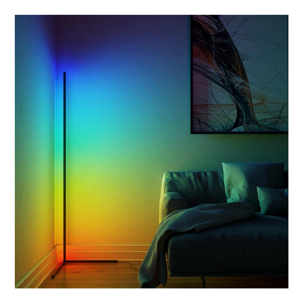 LAMPARA DE PIE LED COLORES RGB C/CONTROL NEGRO - 4