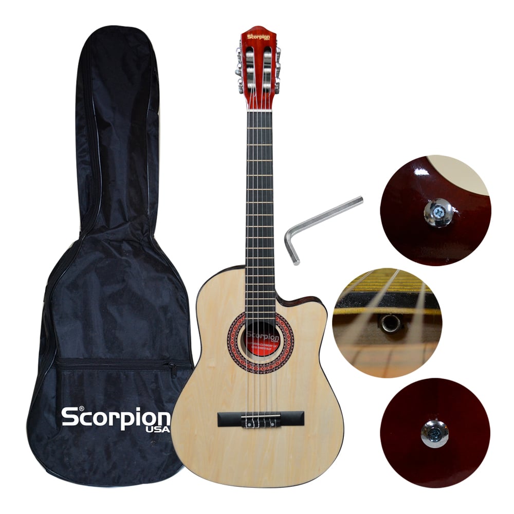 GUITARRA CUTAWAY 39' NATURAL CUERDA NYLON MOD.SCG-030DB SCORPION - 3