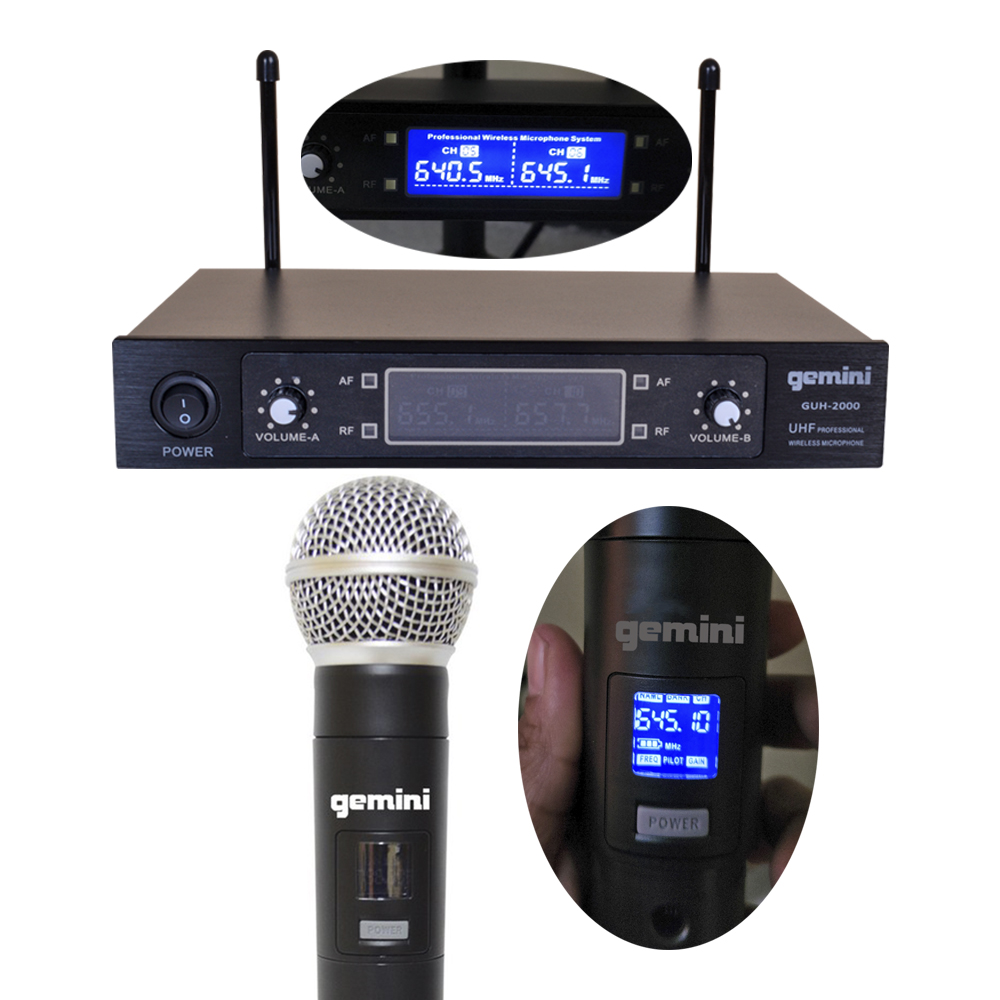 MICROFONO INALAMBRICO DE MANO DOBLE UHF/FQ VARIABLE MOD.GUH-2000 GEMINI - 5