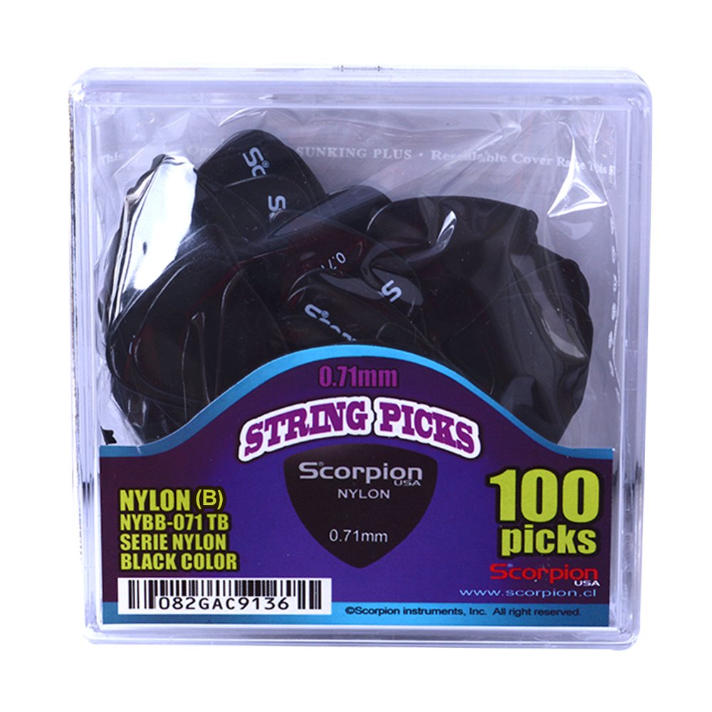 UÑETAS SCORPION CAJA 100 B 0.71MM NYLON NYBB-071 NEGRAS - 1