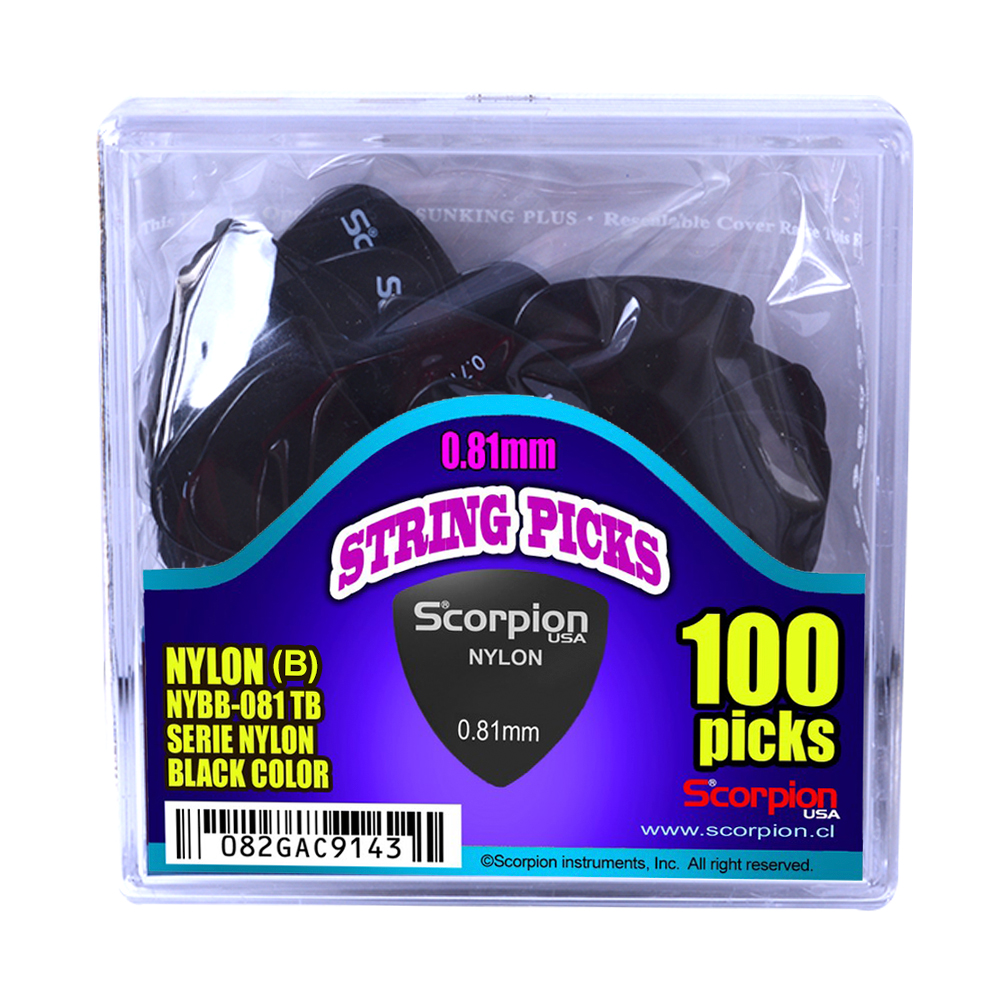 UÑETAS SCORPION CAJA 100 B 0.81MM NYLON BNYBB-081 NEGRAS - 1