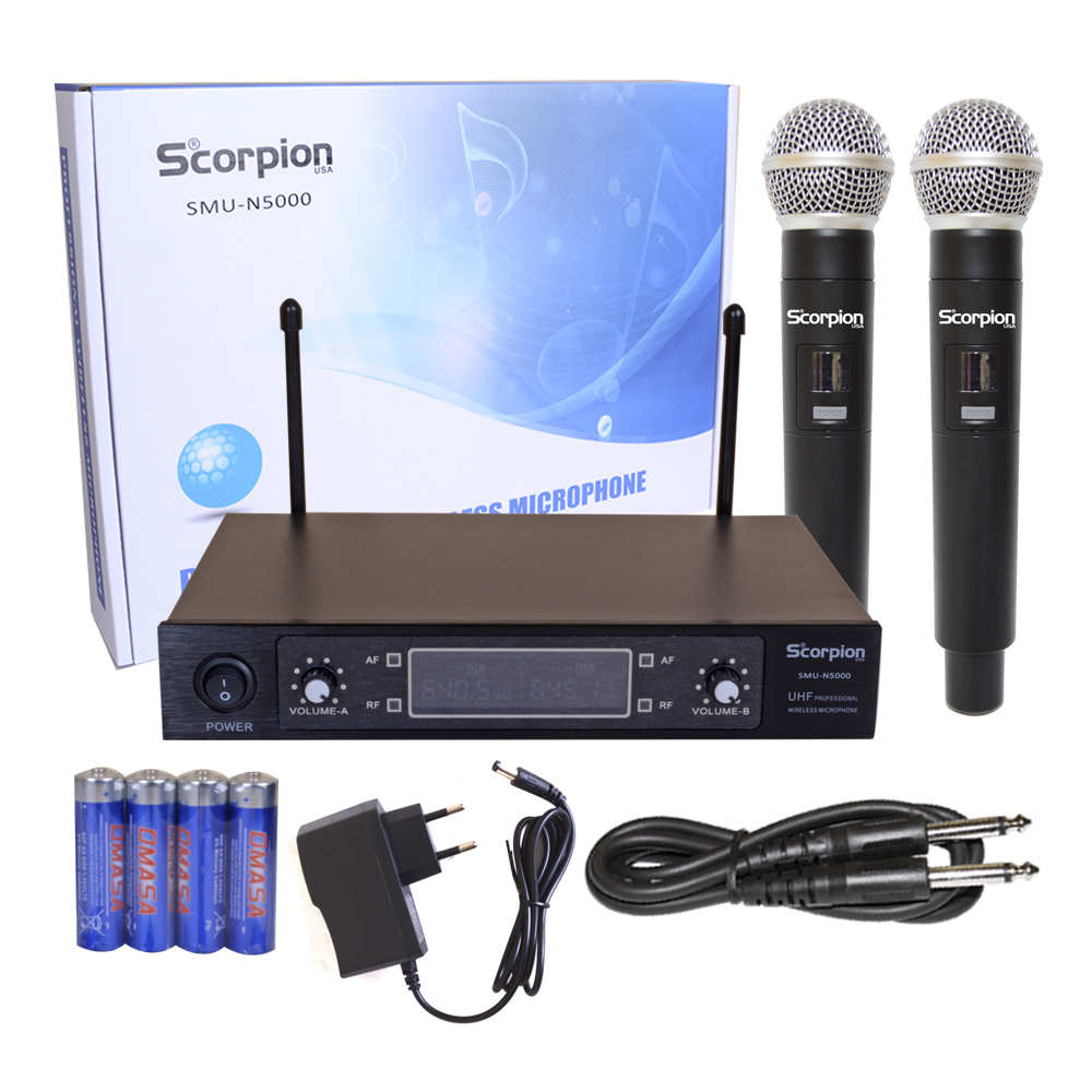MICROFONO INALAMBRICO DE MANO DOBLE UHF/FQ VAR.SCORPION SMU-N5000 - 1