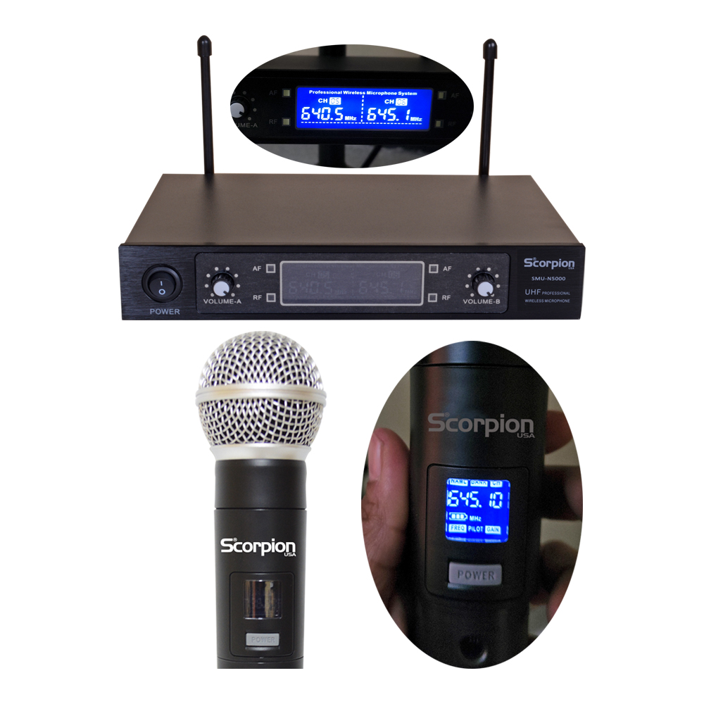 MICROFONO INALAMBRICO DE MANO DOBLE UHF/FQ VAR.SCORPION SMU-N5000 - 5