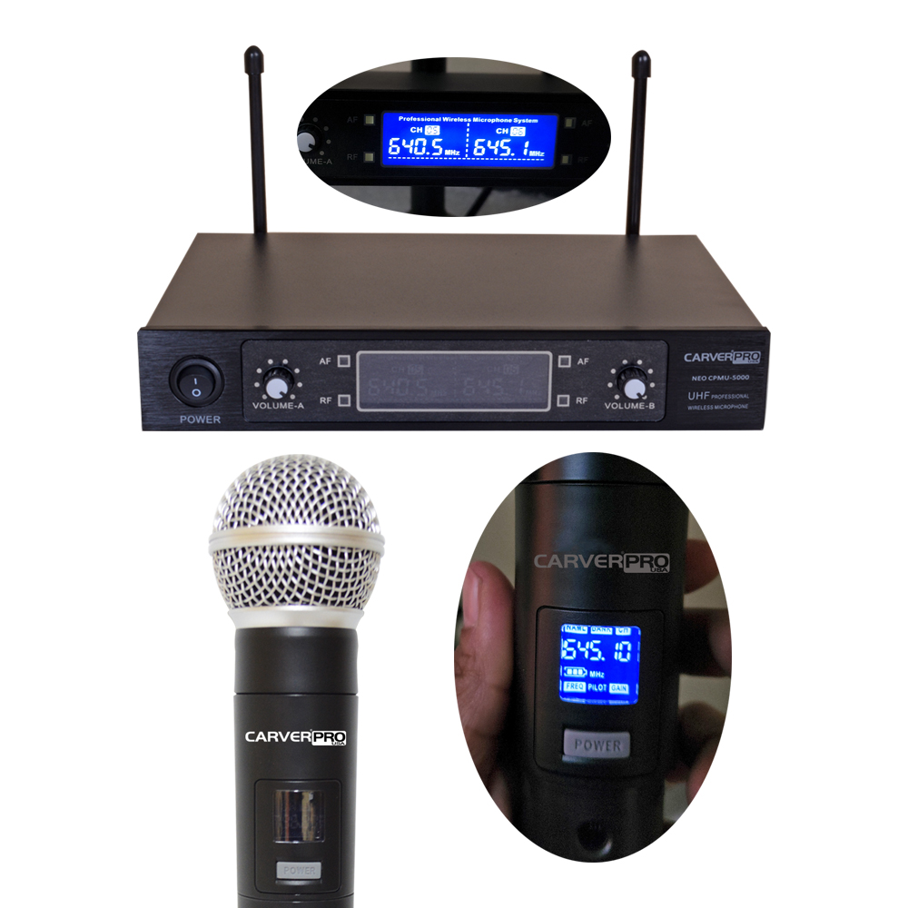 MICROFONO INALAMBRICO DE MANO DOBLE UHF/FQ VAR.CARVERPRO NEO CPMU-5000 - 5
