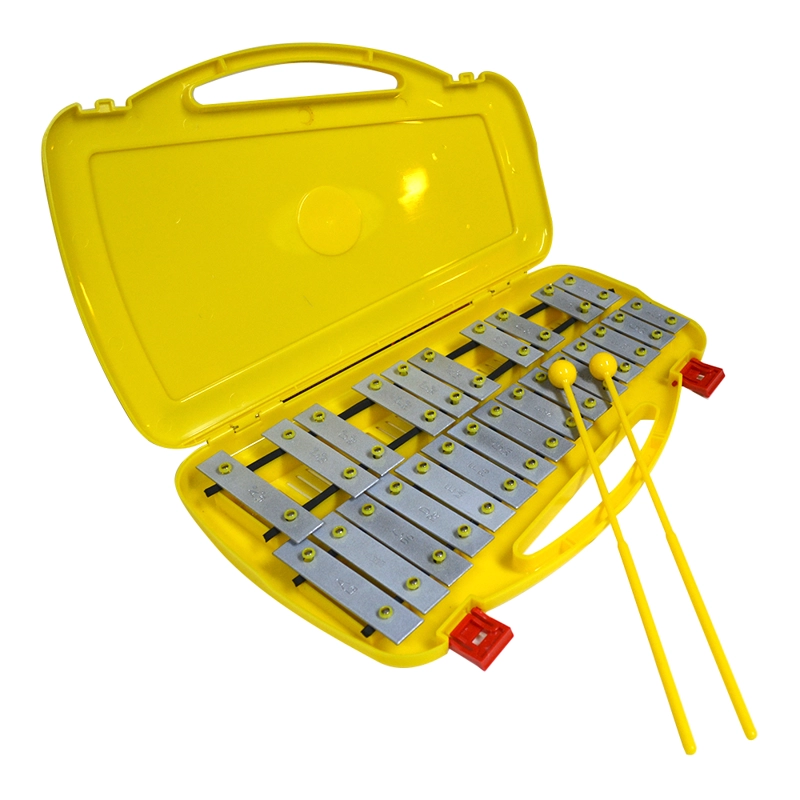 METALOFONO 25 NOTAS CROMADAS CASE AMARILLO RMX - 2