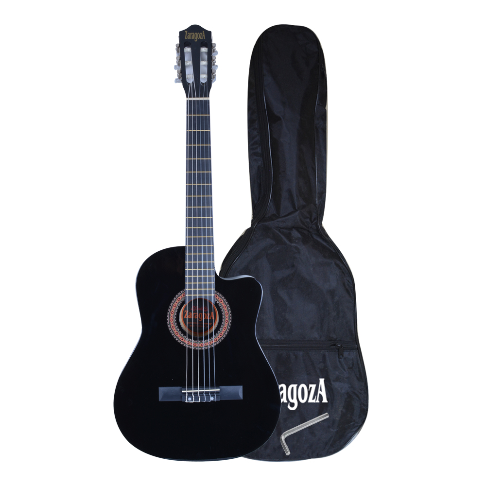 GUITARRA CUTAWAY 39 CUERDAS NYLON NEGRA ZARAGOZA - 4