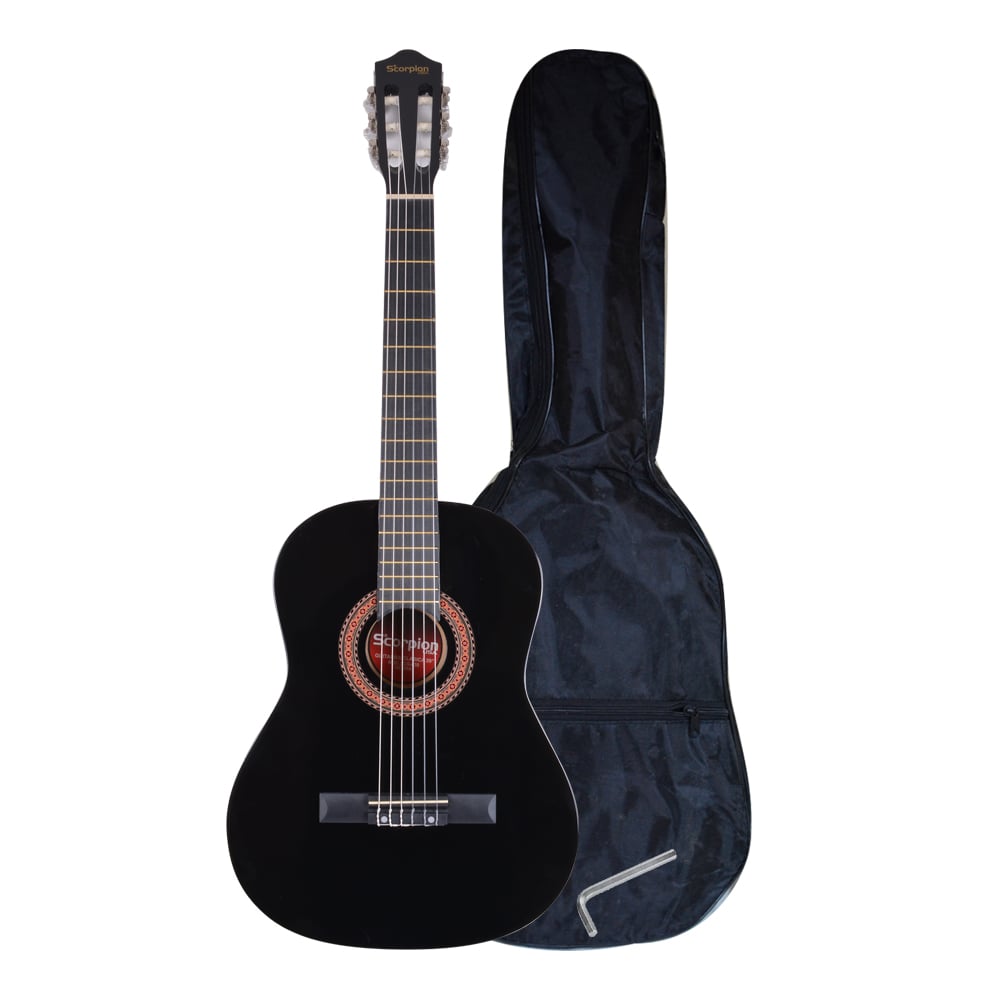GUITARRA CLÁSICA 39 CUERDA DE NYLON NEGRO SCORPION - 4
