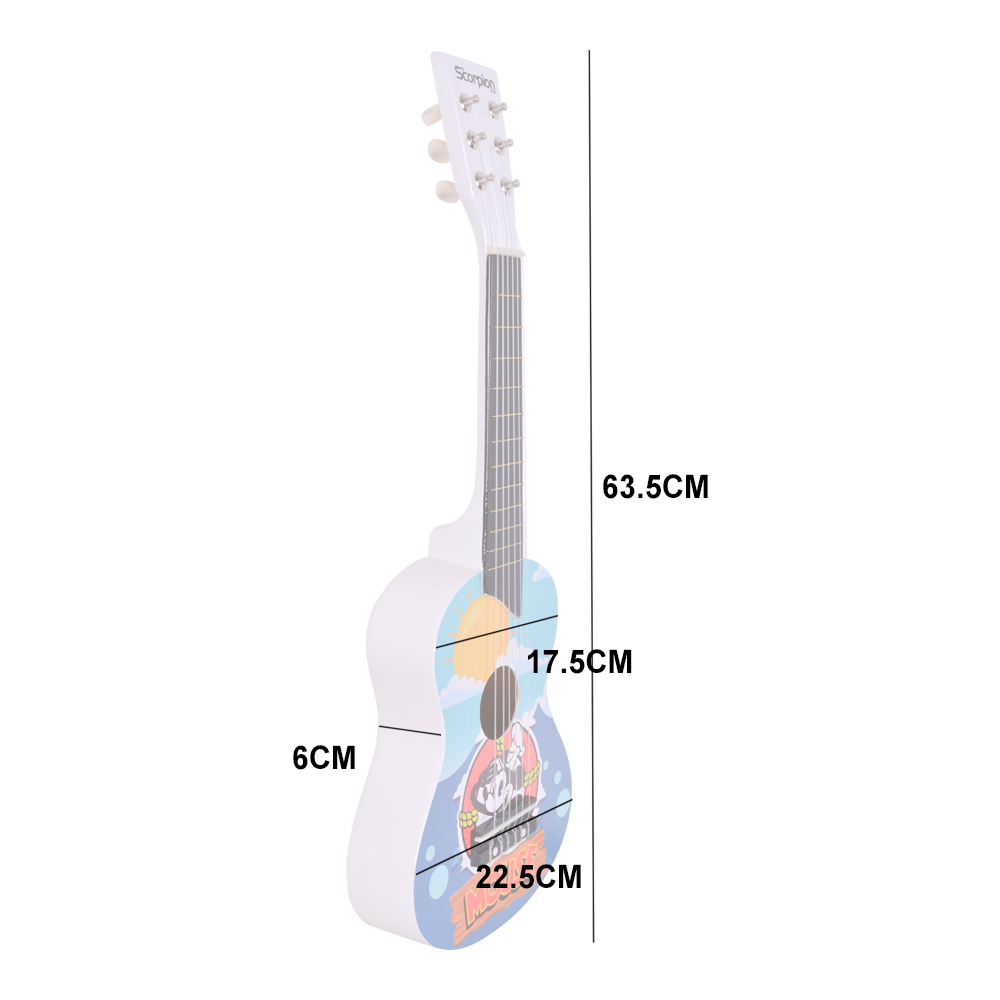 GUITARRA NIÑO 25 PULGADAS MOD.SALVAVIDAS COLOR BLANCO SCORPION - 3