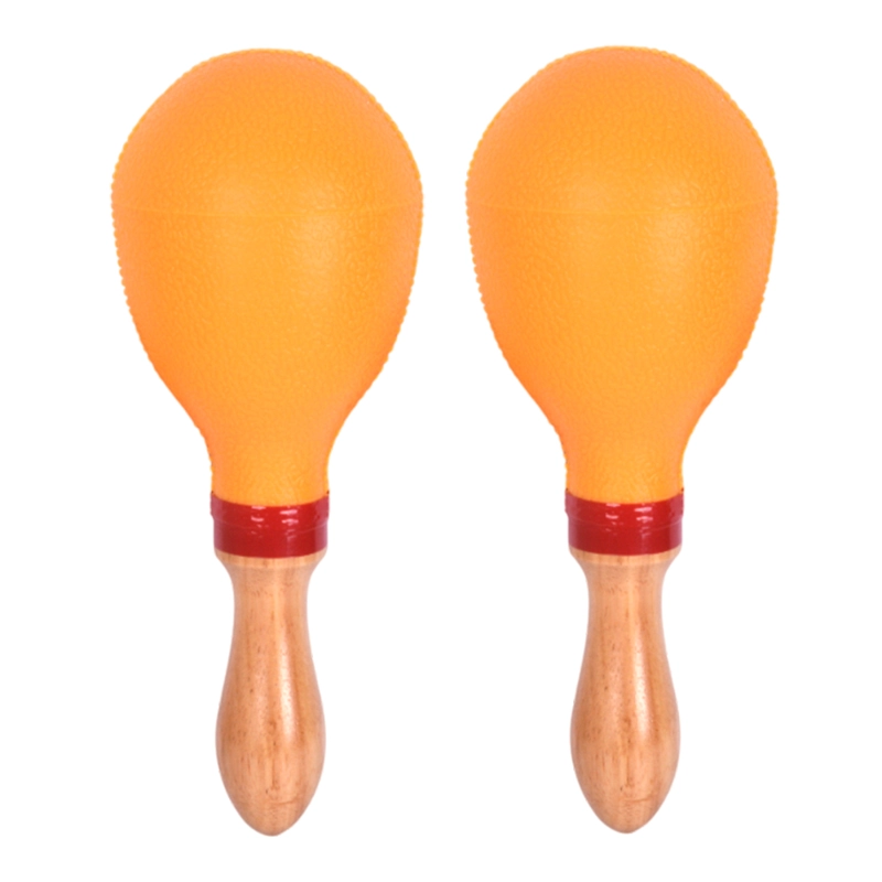 PAR DE SONORA PLASTICA CON MANGO MADERA AMARILLO RMX - 1