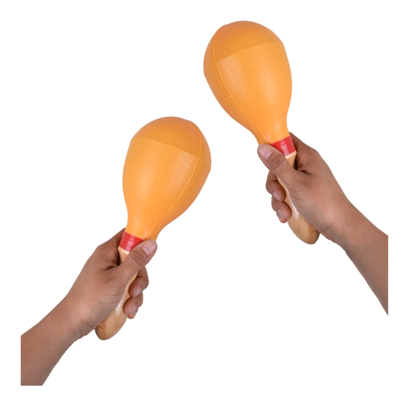 PAR DE SONORA PLASTICA CON MANGO MADERA AMARILLO RMX - 2