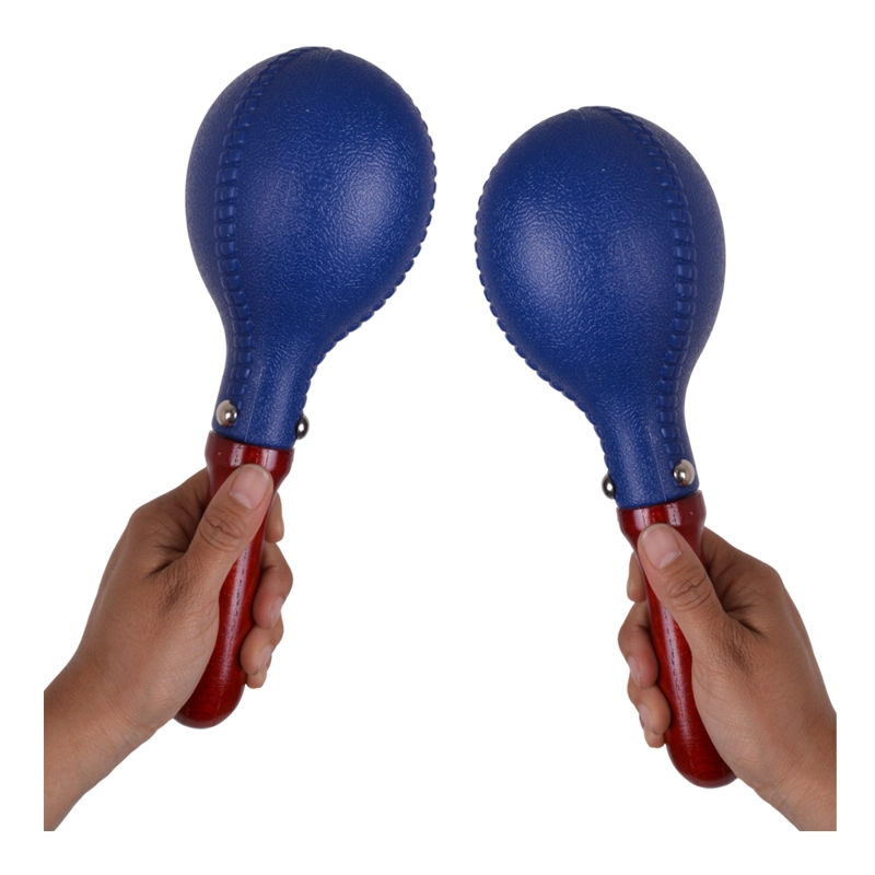 PAR DE SONORA PLASTICA CON MANGO MADERA AZUL RMX - 2