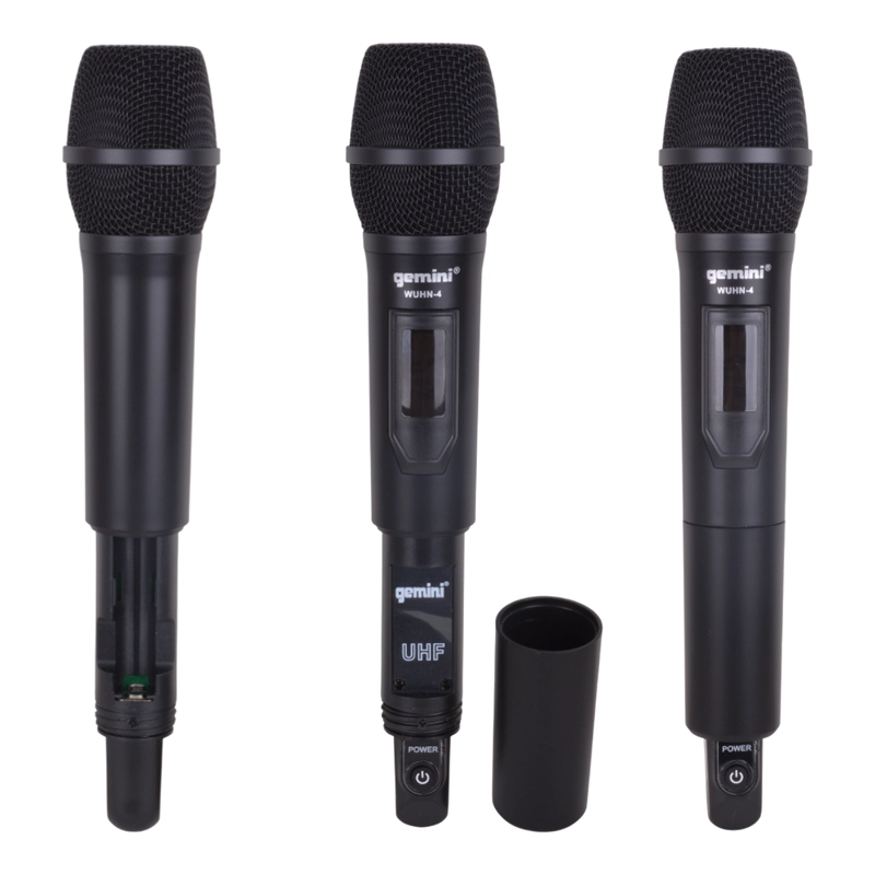 SET 4 MICROFONOS INALAMBRICOS UHF DE MANO GEMINI WUHN-4 - 4