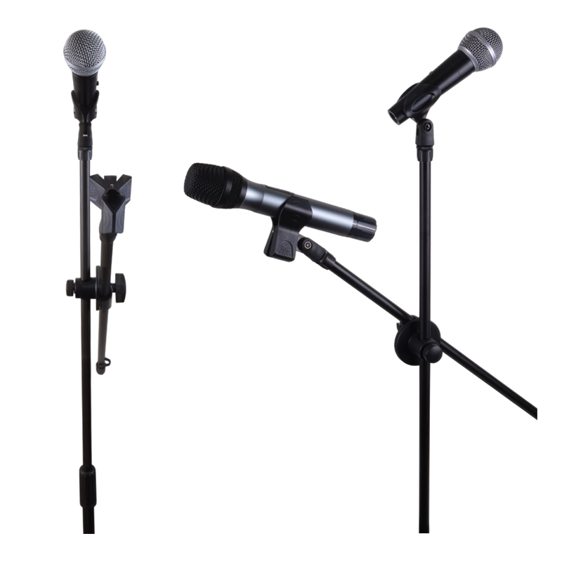 PEDESTAL CON BOOM X2 CON 2 PORTA MICROFONOS MOD.210-BK RMX - 3