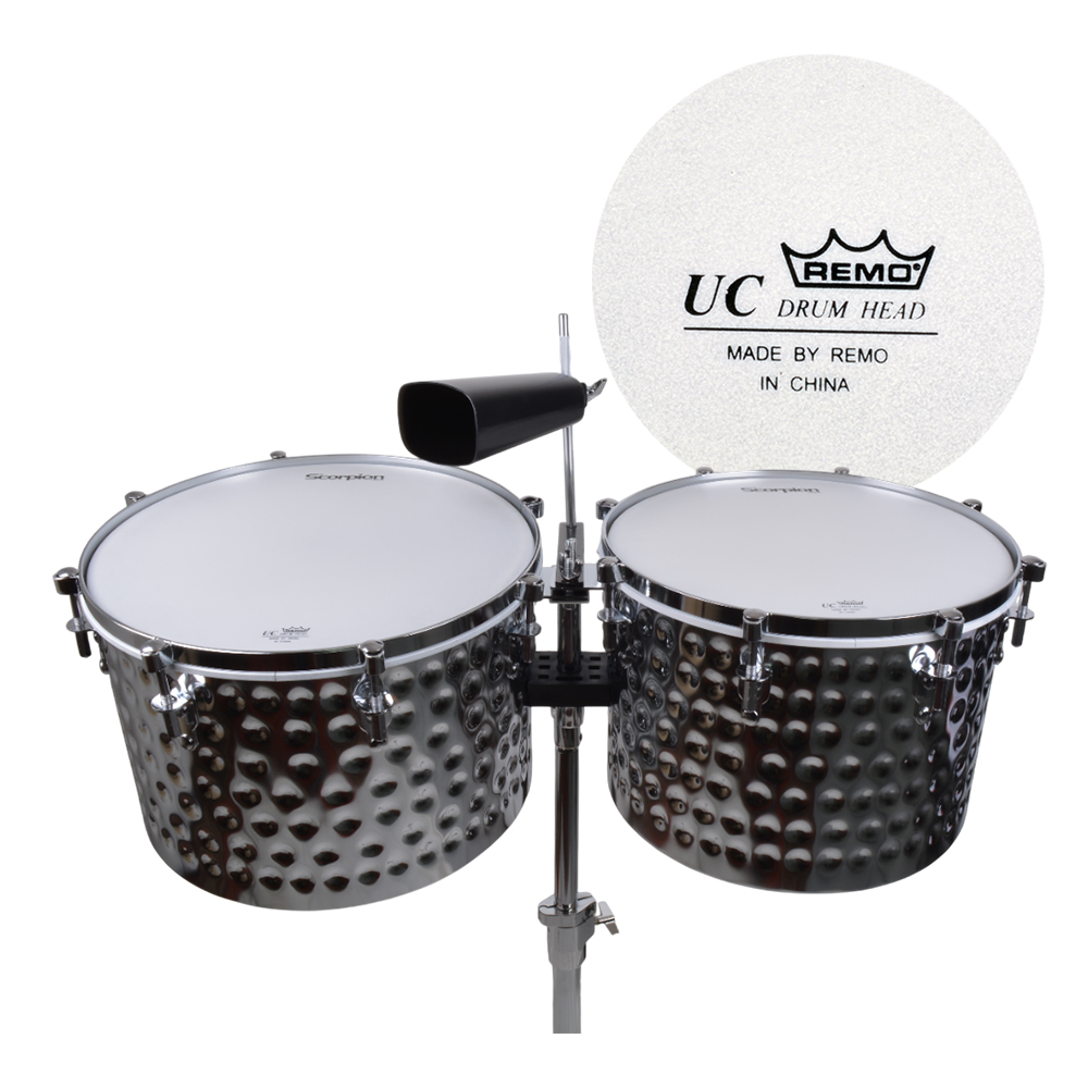 TIMBALES HQ 15+14 CON CENCERRO SILVER MART DR-2SL SCORPION - 2