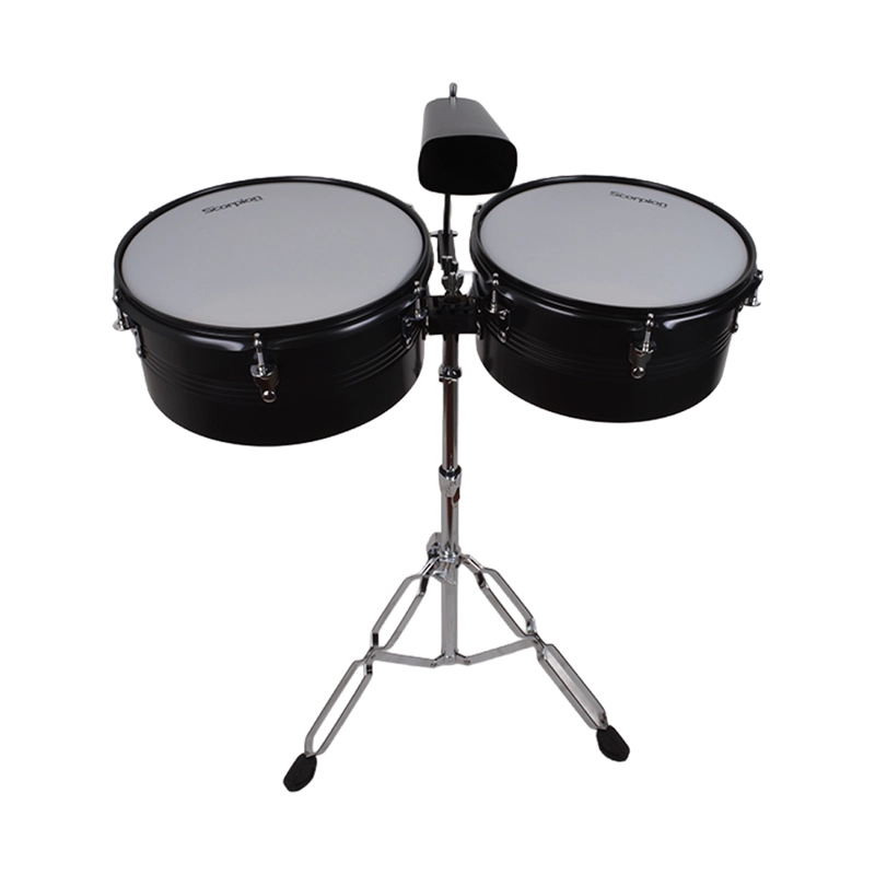 TIMBALETA 13+14 NEGRA INCLUYE CENCERRO Y ATRIL TSC-1314BK SCORPION - 1