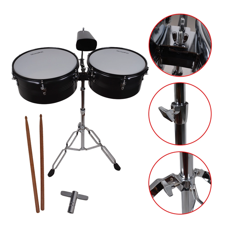 TIMBALETA 13+14 NEGRA INCLUYE CENCERRO Y ATRIL TSC-1314BK SCORPION - 2