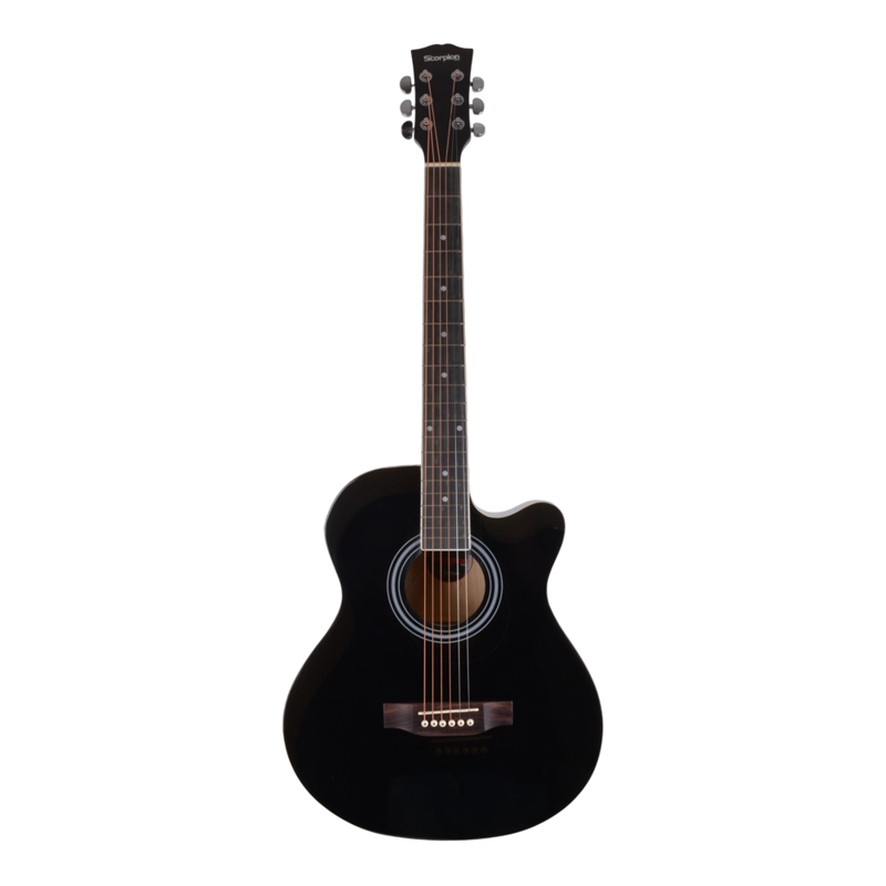 GUITARRA ELECTROACUSTICA NEGRA CUERDAS METALICAS SCG-521EQ/BK SCORPION - 2