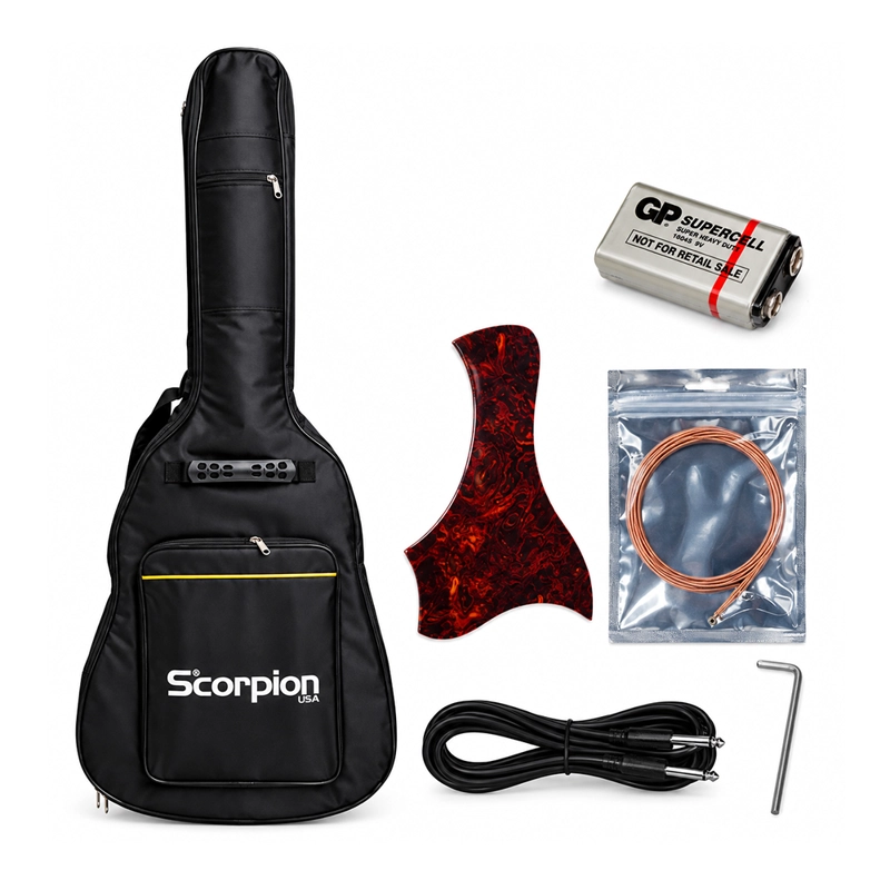GUITARRA ELECTROACUSTICA NEGRA CUERDAS METALICAS SCG-521EQ/BK SCORPION - 4