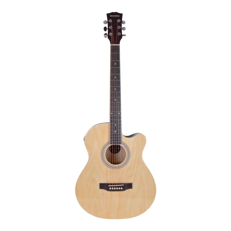 GUITARRA ELECTROACUSTICA NATURAL CUERDAS METALICAS SCG-521EQ/N SCORPION - 2