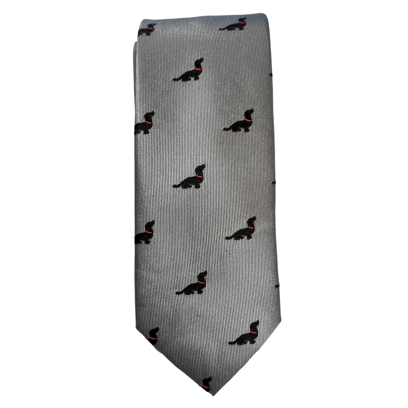 CORBATA SEDA GRIS PERRITOS SALCHI BLACK, LUCIACORBATAS - 2
