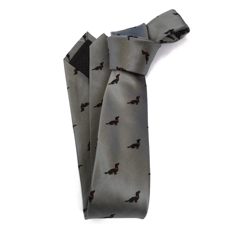 CORBATA SEDA GRIS PERRITOS SALCHI BLACK, LUCIACORBATAS - 3
