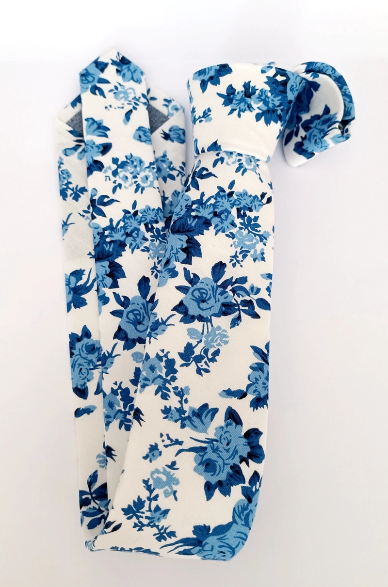 Corbata algodón flores Blue, Luciacorbatas - 2