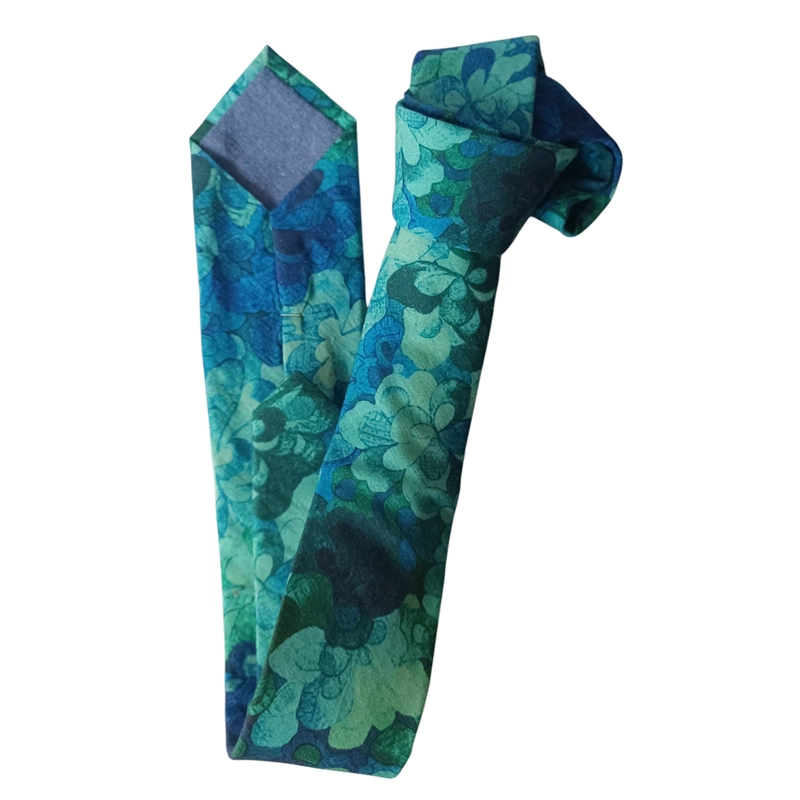 CORBATA DELGADA VERDE ESTAMPADA FLORAL, LUCIACORBATAS - 2