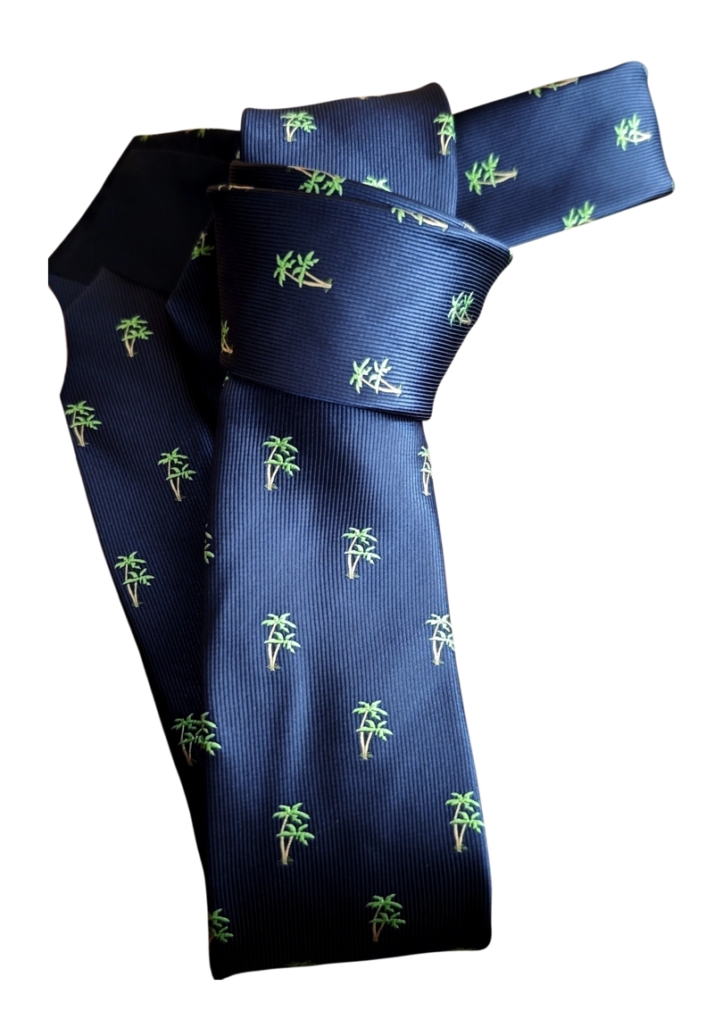 CORBATA MICROFIBRA LUCIACORBATAS AZUL MARINO HOMBRE 7CM PALMERAS - 3