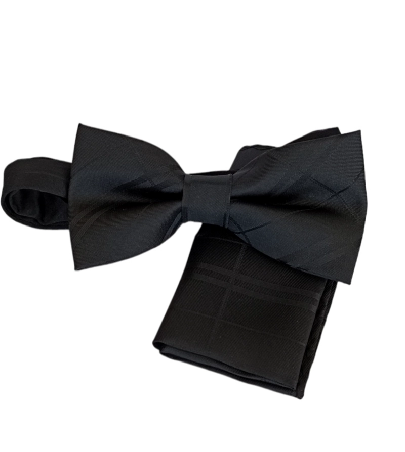 PACK CORBATIN LUCIACORBATAS NEGRO Y PAÑUELO ARMADO CON BROCHE AJUSTABLE - 1