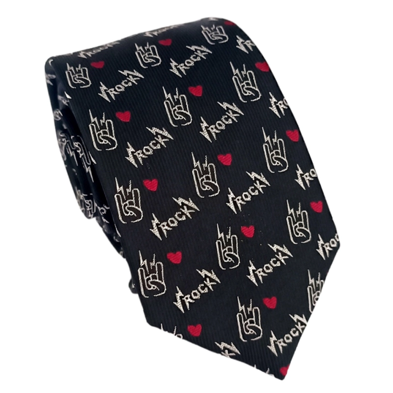 CORBATA SEDA LUCIACORBATAS NEGRO HOMBRE 7 CM DISEÑO CHILENO ROCK - 1
