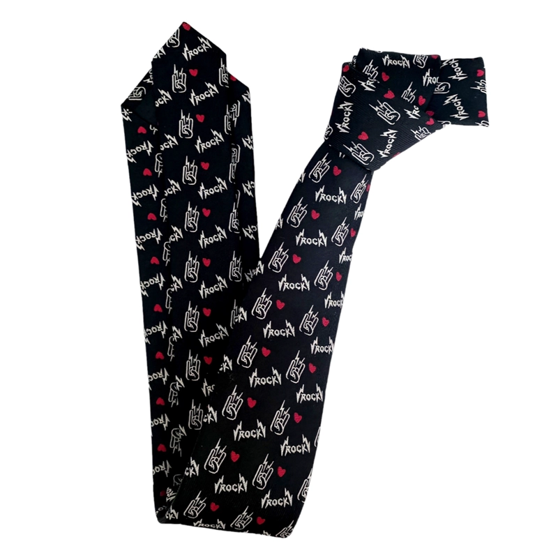 CORBATA SEDA LUCIACORBATAS NEGRO HOMBRE 7 CM DISEÑO CHILENO ROCK - 2