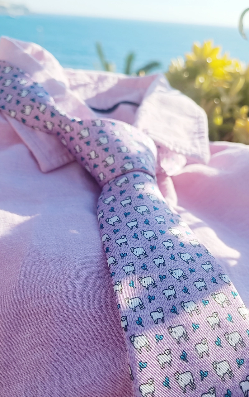 CORBATA SEDA LUCIACORBATAS ROSADO OVEJAS - 3