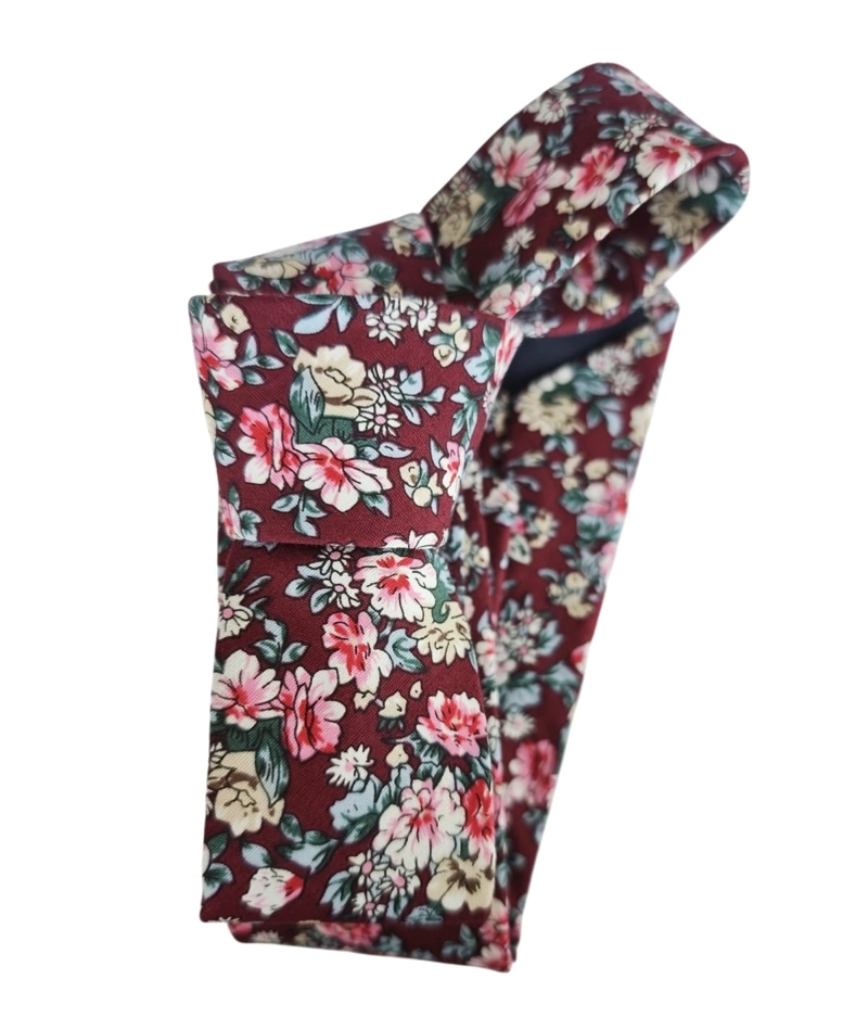 CORBATA ALGODON FLORAL WINE, LUCIACORBATAS - 2