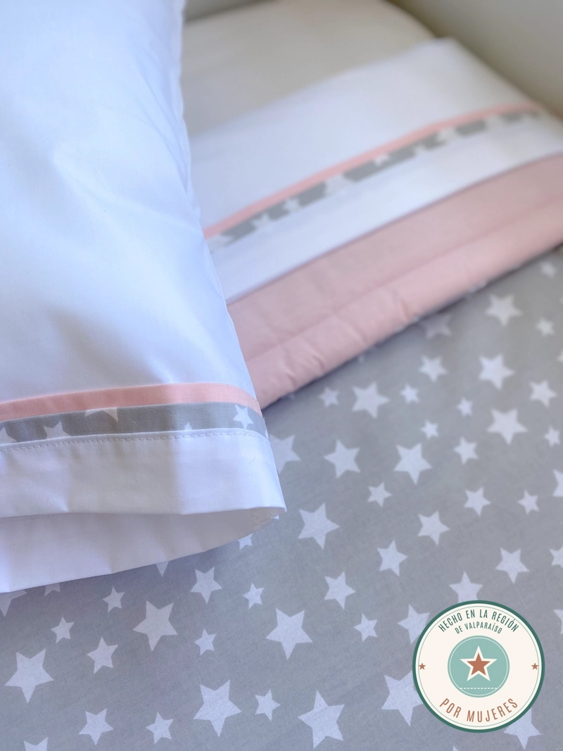 SET COLECHO GLOGLO MAM GRIS ESTRELLA BLANCA REVERSO ROSADO - 3
