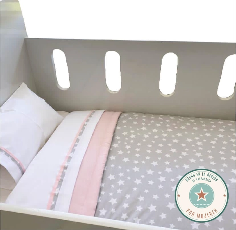SET COLECHO GLOGLO MAM GRIS ESTRELLA BLANCA REVERSO ROSADO - 4