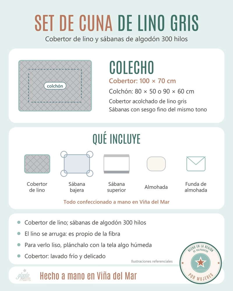 SET CUNA COLECHO GLOGLO MAM LINO GRIS - 4