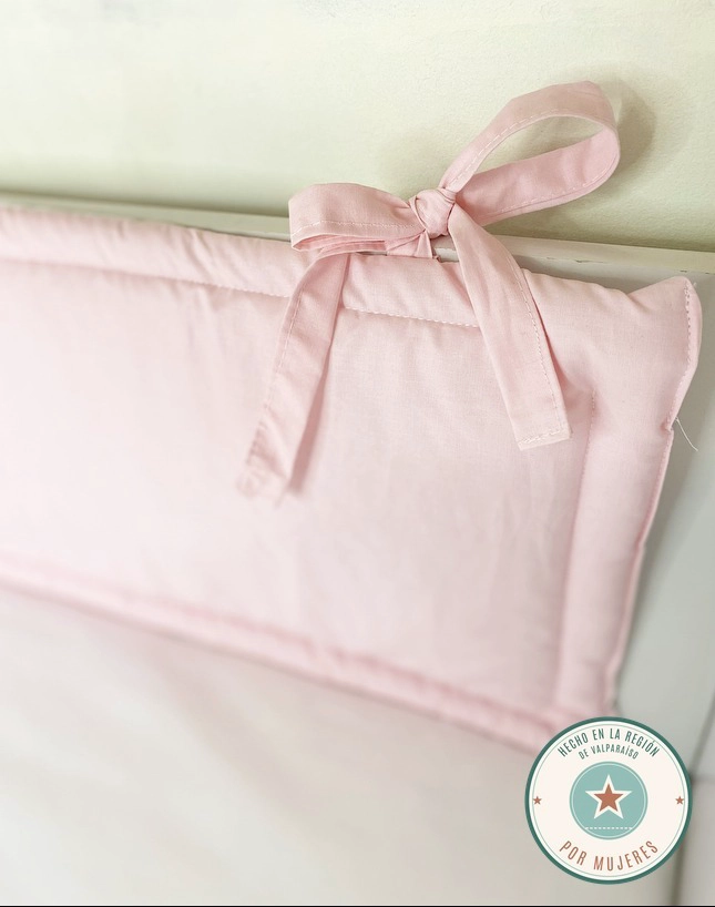 PROTECTOR DE CUNA BICOLOR ROSADO Y BLANCO GLOGLO MAM 210 X 30 CM ALGODON 300 HILOS - 5