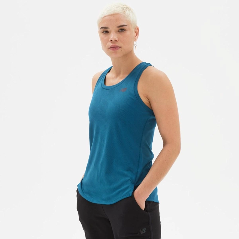 POLERA RUNNING MUJER NEW BALANCE SPEED JACQUARD AZUL - 1