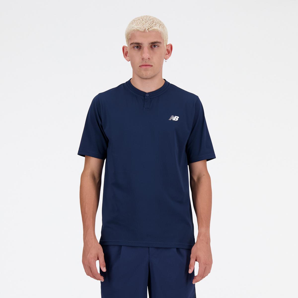 POLERA TENIS HOMBE NEW BALANCE TOURNAMENT AZUL - 1