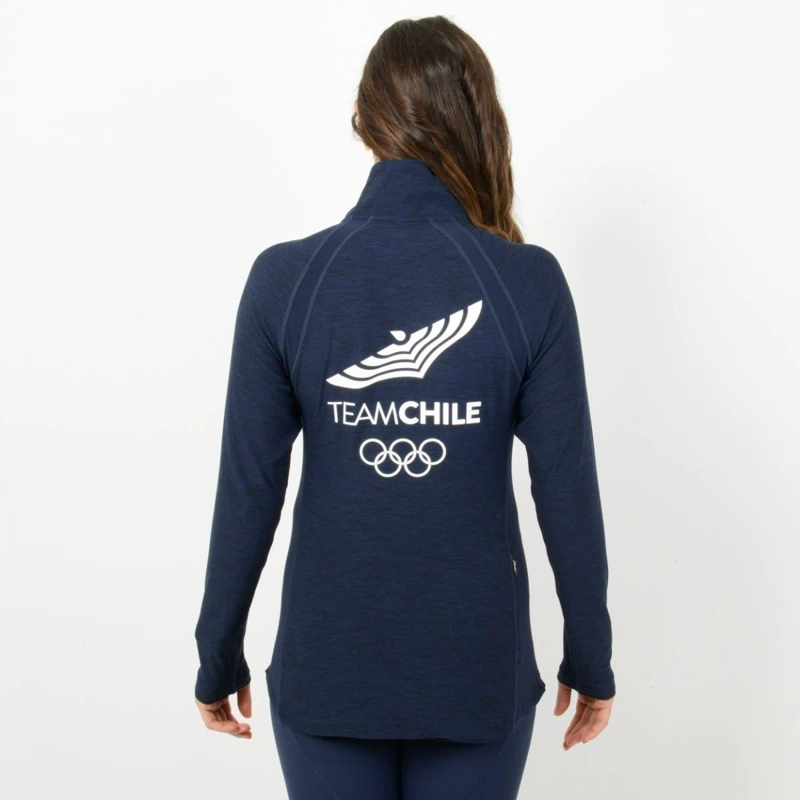 POLERON RUNNING MUJER SPARTA TEAM CHILE QUARTER ZIP AZUL - 3