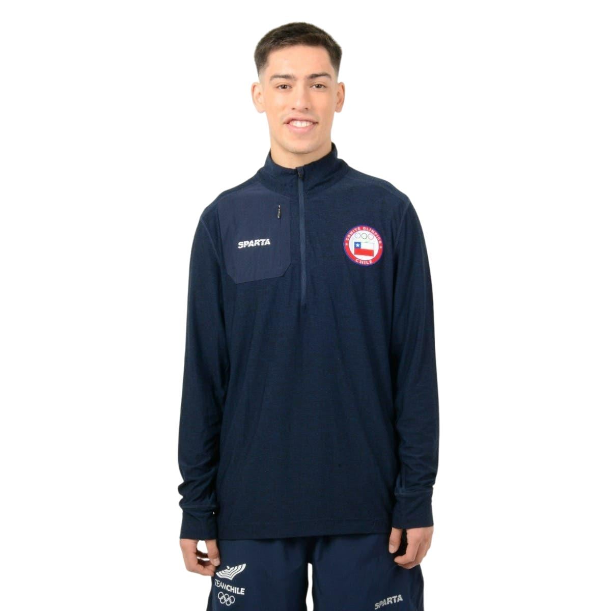 POLERON RUNNING HOMBRE SPARTA TEAM CHILE AZUL - 1