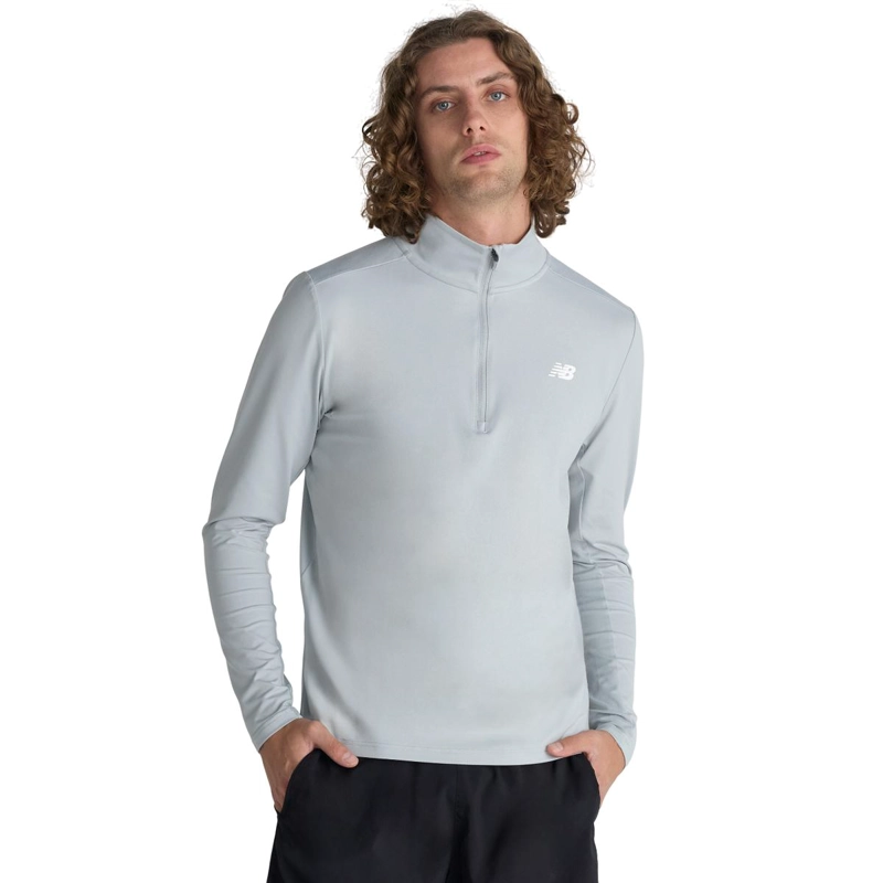 POLERON RUNNING HOMBRE NEW BALANCE SPACE DYE 1/4 ZIP GRIS - 1