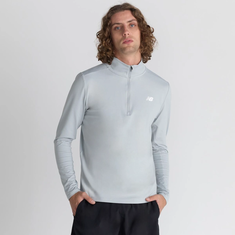 POLERON RUNNING HOMBRE NEW BALANCE SPACE DYE 1/4 ZIP GRIS - 3