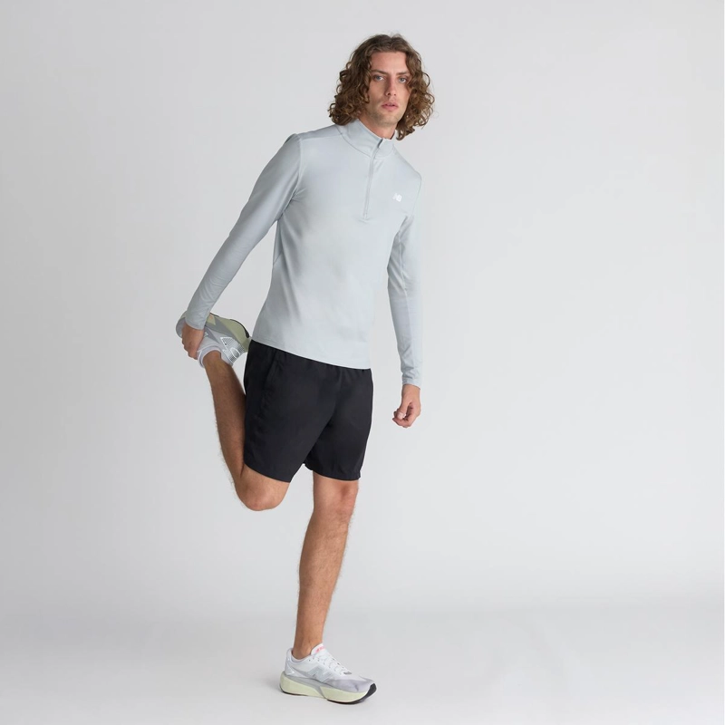POLERON RUNNING HOMBRE NEW BALANCE SPACE DYE 1/4 ZIP GRIS - 4