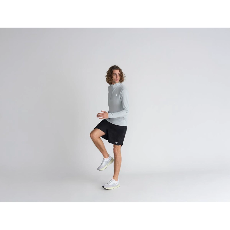 POLERON RUNNING HOMBRE NEW BALANCE SPACE DYE 1/4 ZIP GRIS - 5