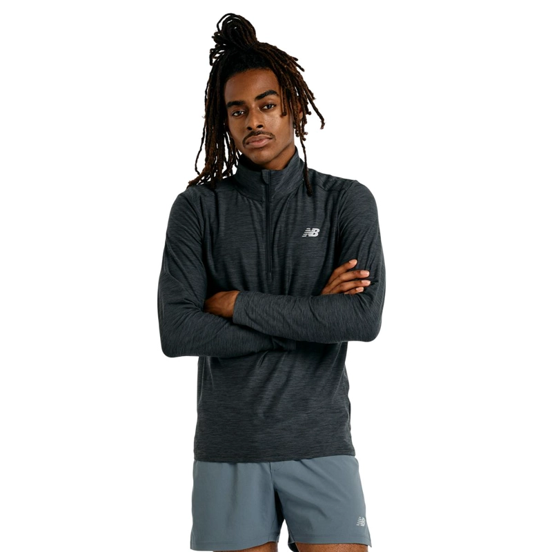 POLERON RUNNING HOMBRE NEW BALANCE SPACE DYE 1/4 ZIP NEGRO - 1