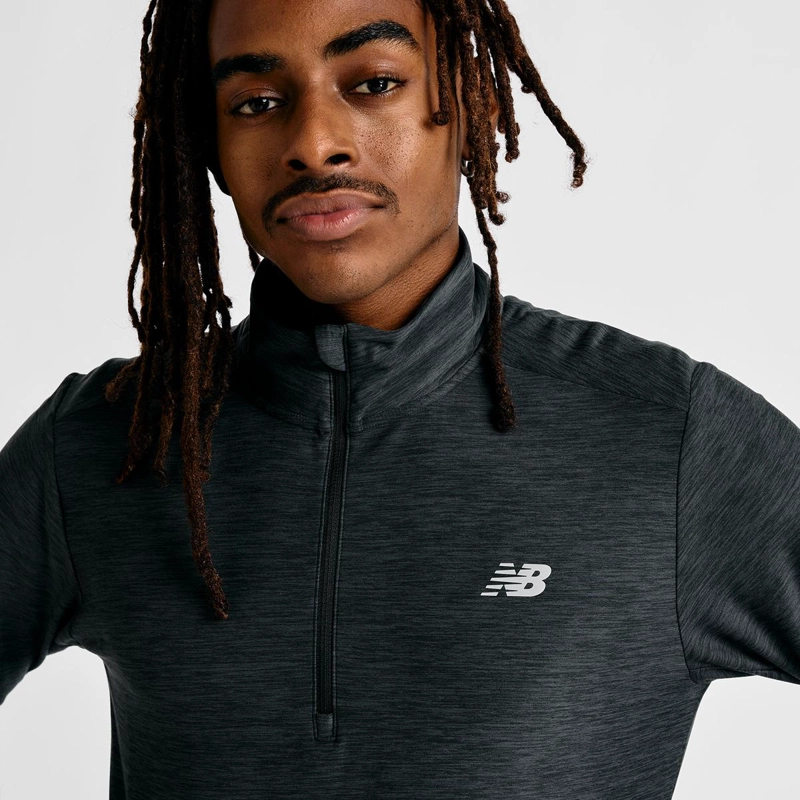 POLERON RUNNING HOMBRE NEW BALANCE SPACE DYE 1/4 ZIP NEGRO - 4