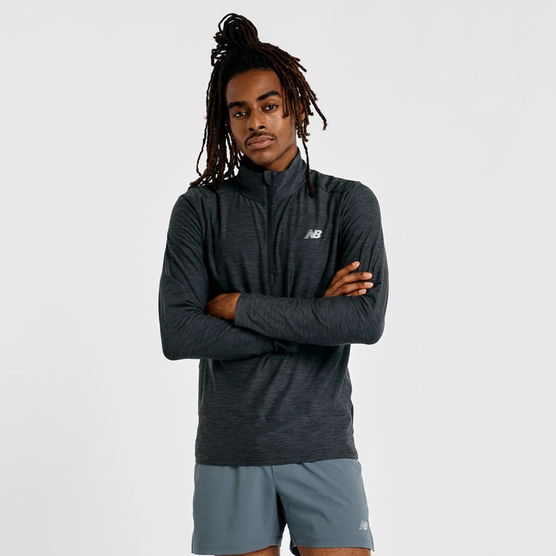 POLERON RUNNING HOMBRE NEW BALANCE SPACE DYE 1/4 ZIP NEGRO - 6