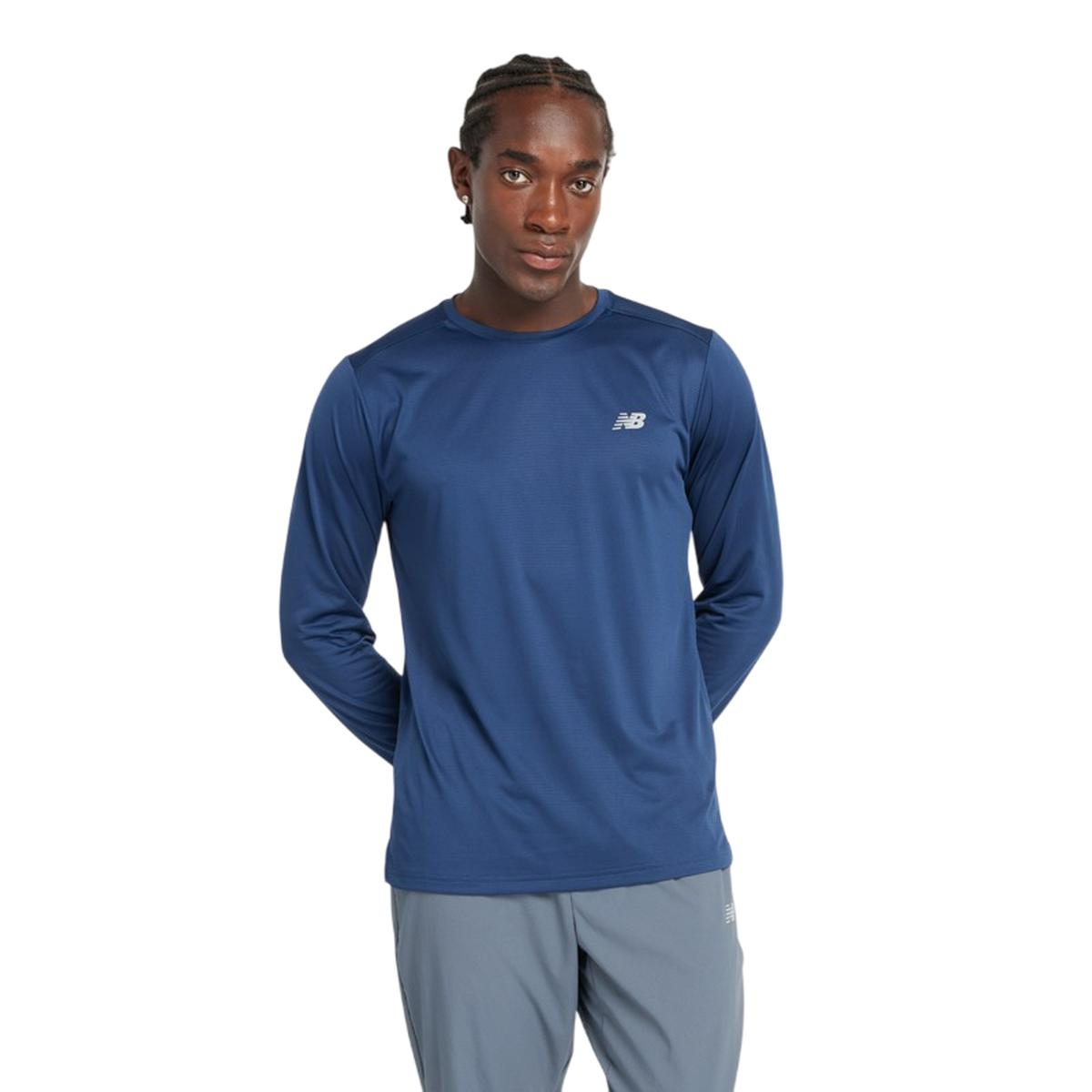 POLERA MANGA LARGA RUNNING HOMBRE NEW BALANCE AZUL - 1